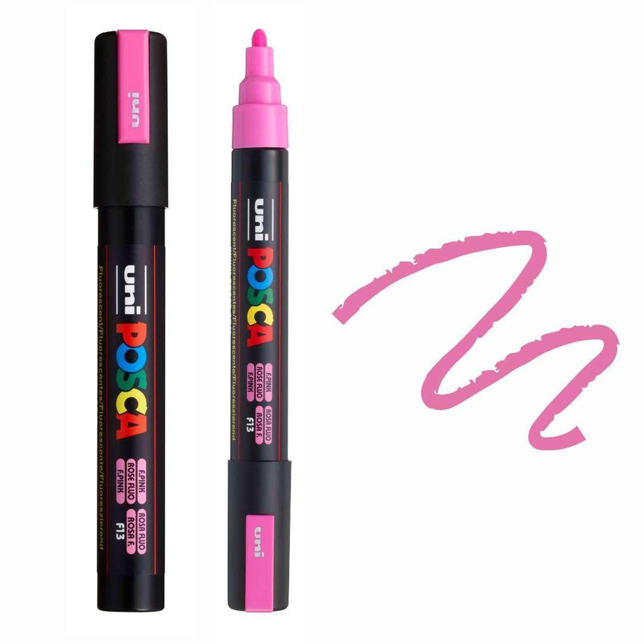 POSCA, PC5M Paint Pen, Fluorescent Pink, Colourverse, AUS